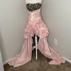 Tony Bowls | Dresses | Tony Bowls Pink Cheetah Strapless High Low Pageant Prom  Gown | Poshmark